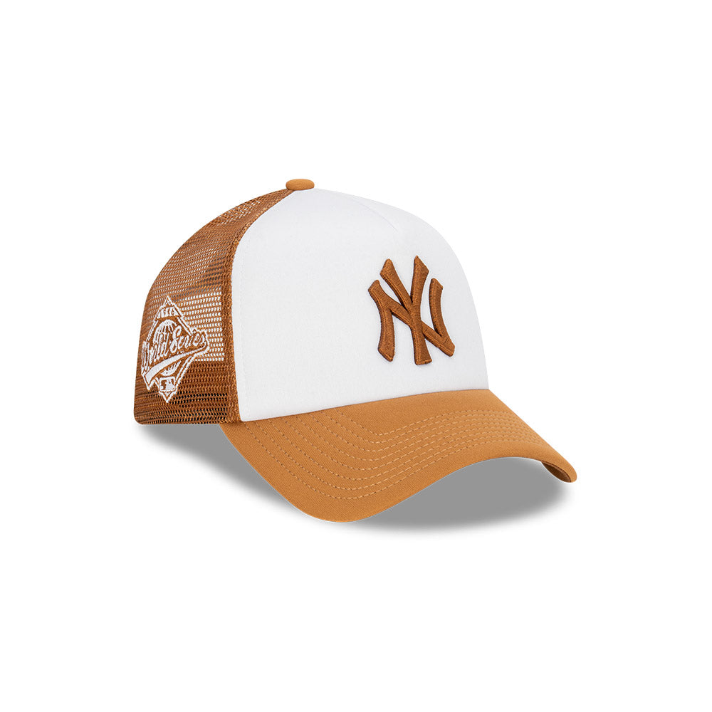 NEW ERA New York Yankees 9FORTY A-Frame Snapback Trucker Cap - Toasted Peanut/White