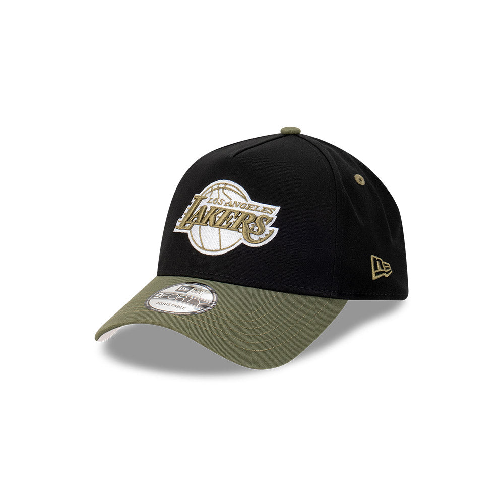NEW ERA Los Angeles Lakers 9FORTY A-Frame Snapback Cap - Black/Olive