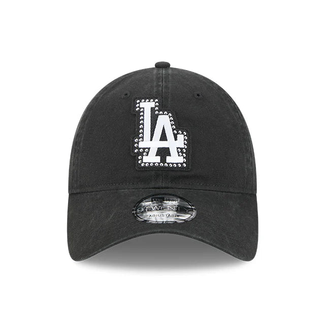NEW ERA Los Angeles Dodgers Studded 9TWENTY Strapback Cap - Black/Black UV