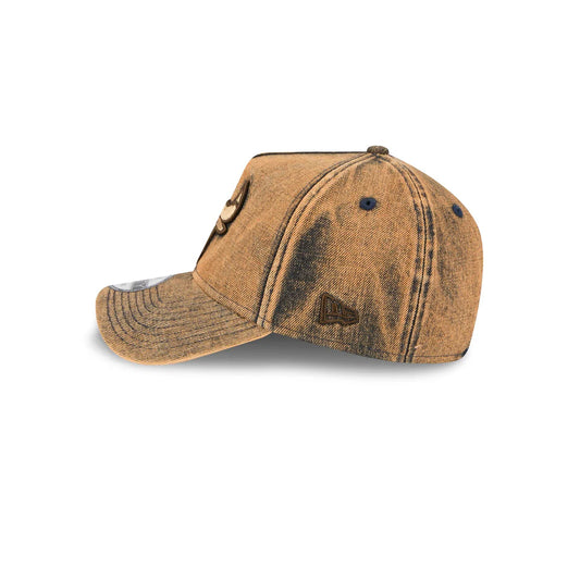 NEW ERA Chicago Bulls Mud Denim Overwash 9FORTY A-Frame Snapback Cap - Brown Denim/Brown Denim UV