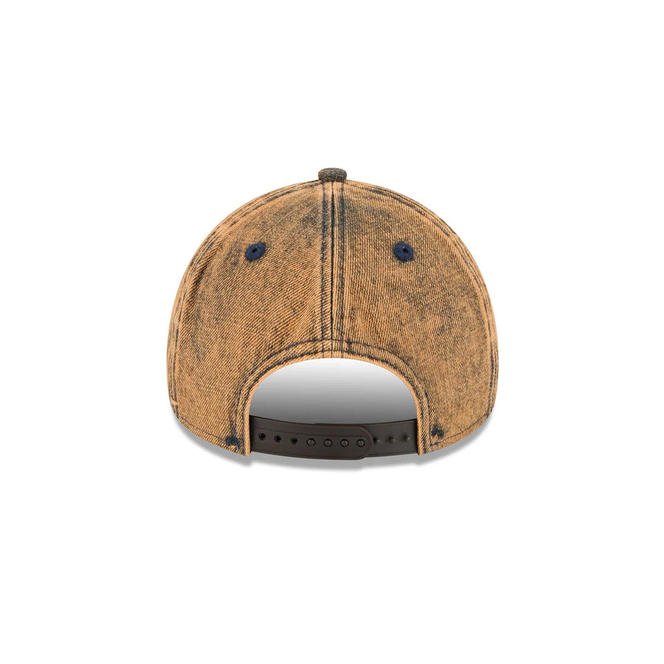 NEW ERA Chicago Bulls Mud Denim Overwash 9FORTY A-Frame Snapback Cap - Brown Denim/Brown Denim UV