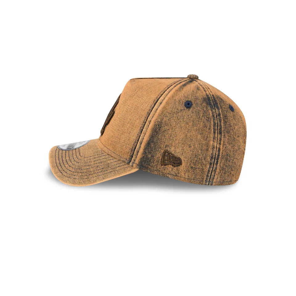 NEW ERA Los Angeles Dodgers Mud Denim Overwash 9FORTY A-Frame Snapback Cap - Brown Denim/Brown Denim UV