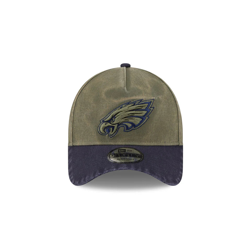 NEW ERA Philadelphia Eagles 9FORTY A-Frame Snapback Cap - New Olive/Navy Wash
