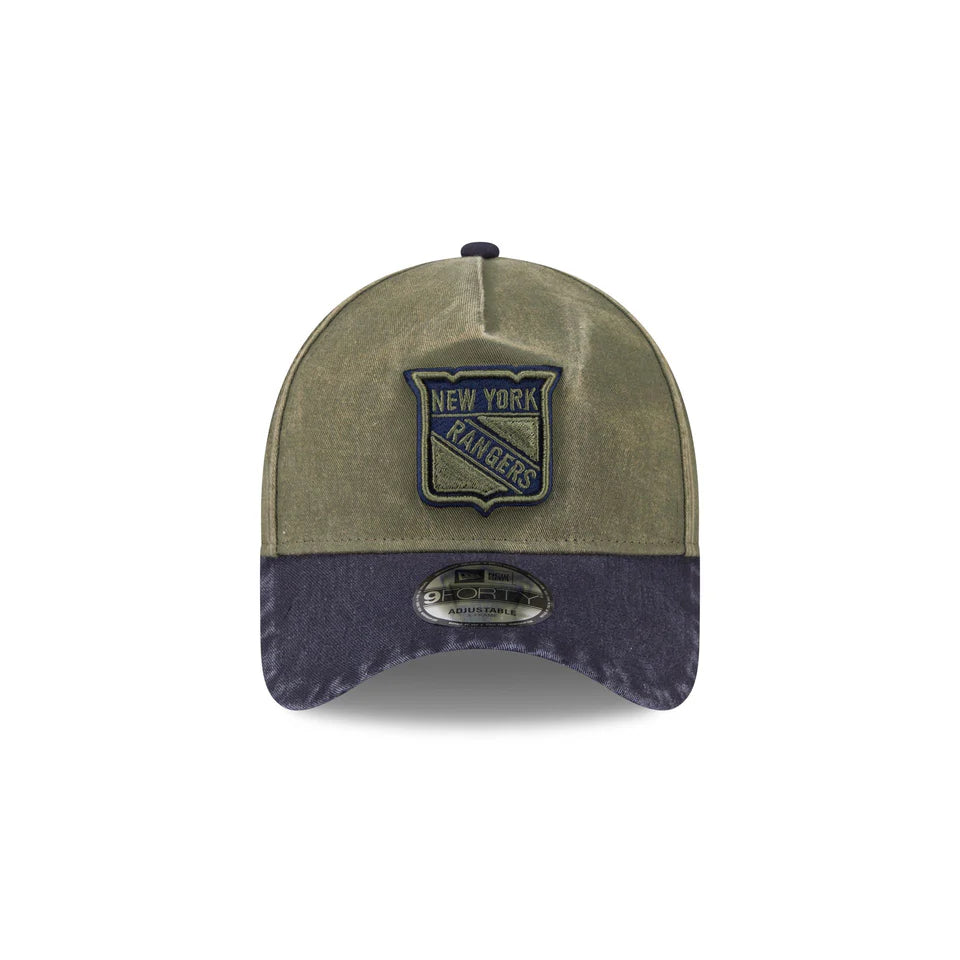 NEW ERA New York Rangers 9FORTY A-Frame Snapback Cap - New Olive/Navy Wash