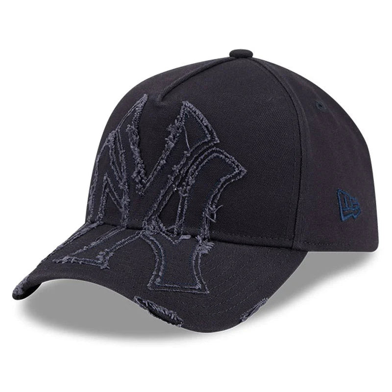 NEW ERA New York Yankees Applique Distress 9FORTY A-Frame Snapback Cap - Navy/Navy UV