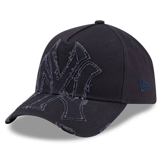 NEW ERA New York Yankees Applique Distress 9FORTY A-Frame Snapback Cap - Navy/Navy UV