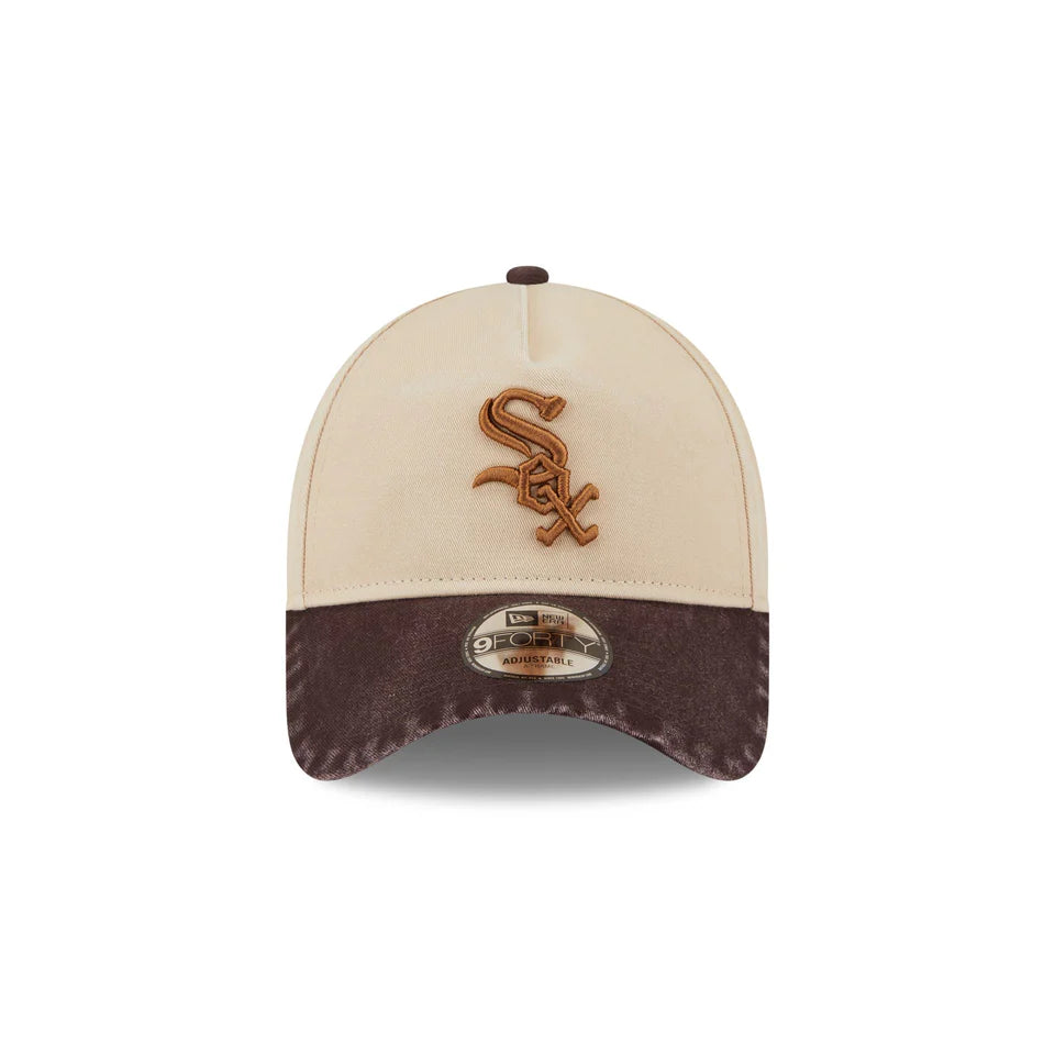 NEW ERA Chicago White Sox Washed Earthtones 9FORTY A-Frame Snapback Cap - Oatmilk/Grey UV