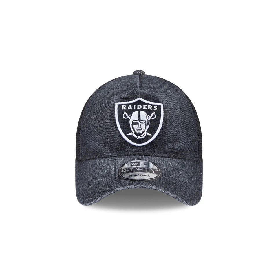 NEW ERA Las Vegas Raiders 9FORTY A-Frame Snapback Trucker Cap - Washed Denim Black