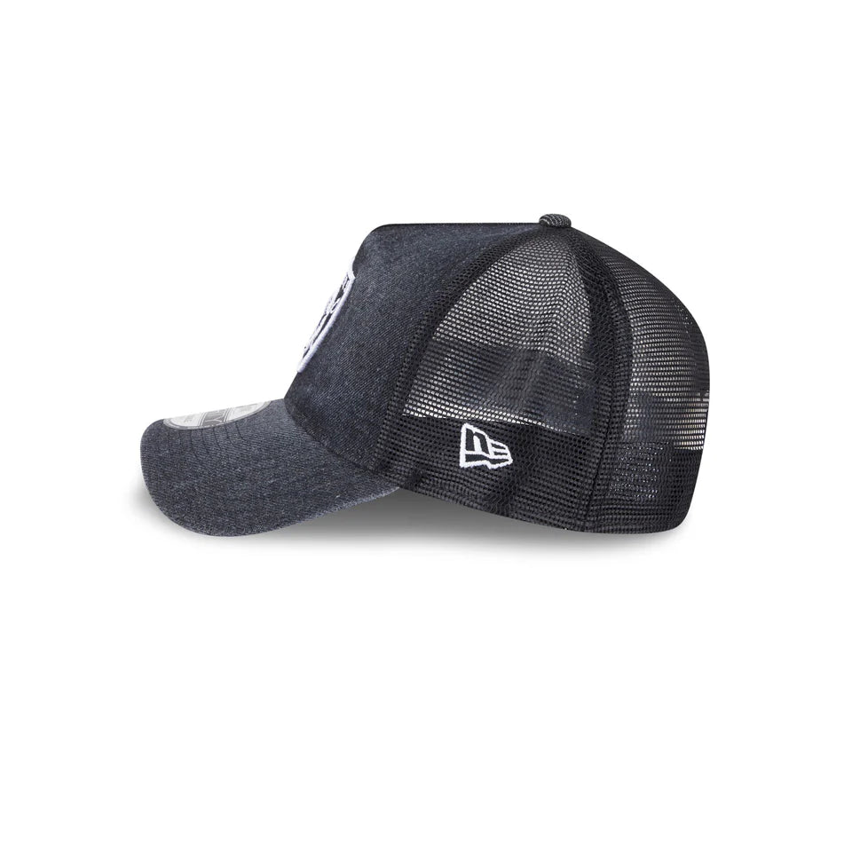NEW ERA Las Vegas Raiders 9FORTY A-Frame Snapback Trucker Cap - Washed Denim Black