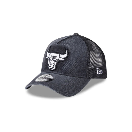 NEW ERA Chicago Bulls 9FORTY A-Frame Snapback Trucker Cap - Washed Denim Black
