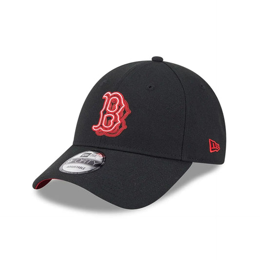 NEW ERA Boston Red Sox Neon 9FORTY Snapback Cap - Black/Scarlet