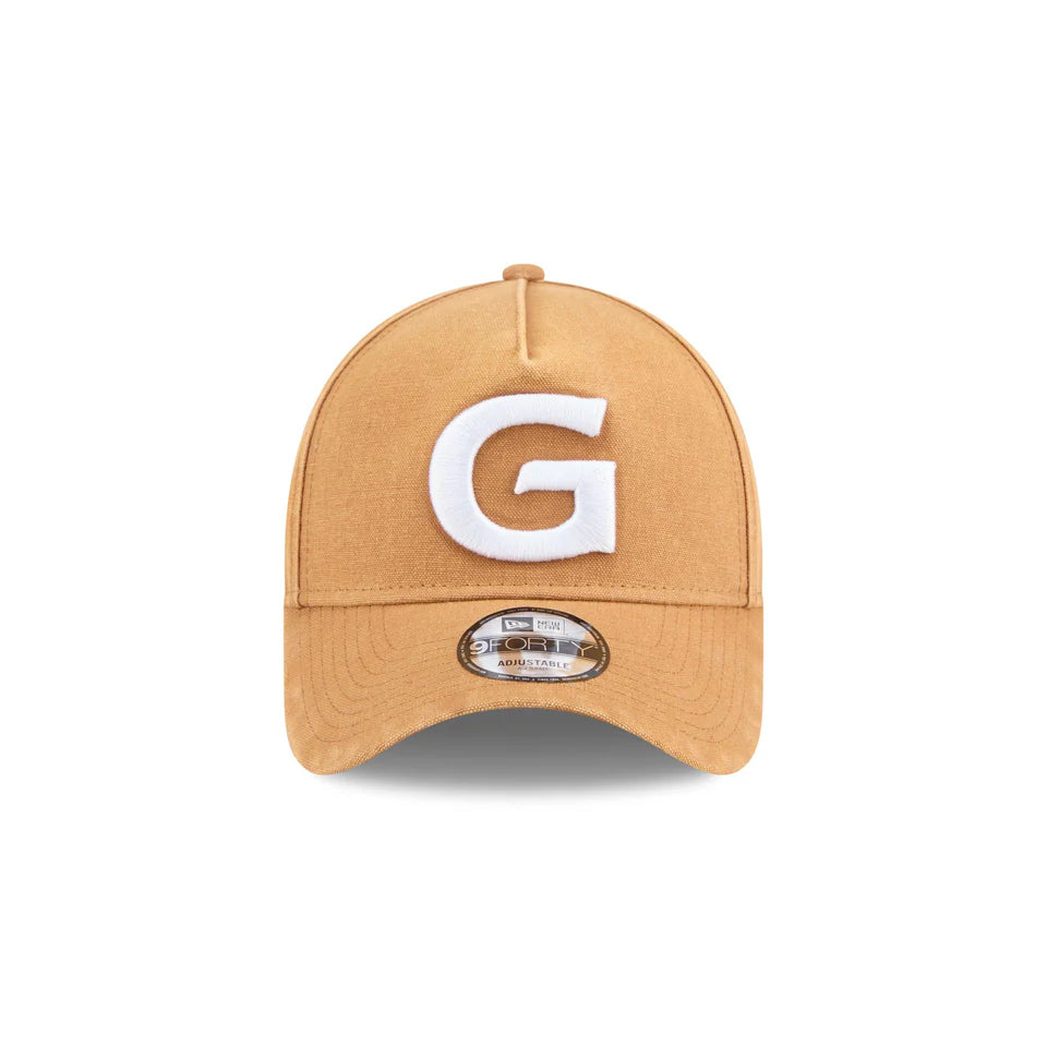 NEW ERA Geelong Cats Canvas 9FORTY A-Frame Snapback Cap - Light Bronze/White