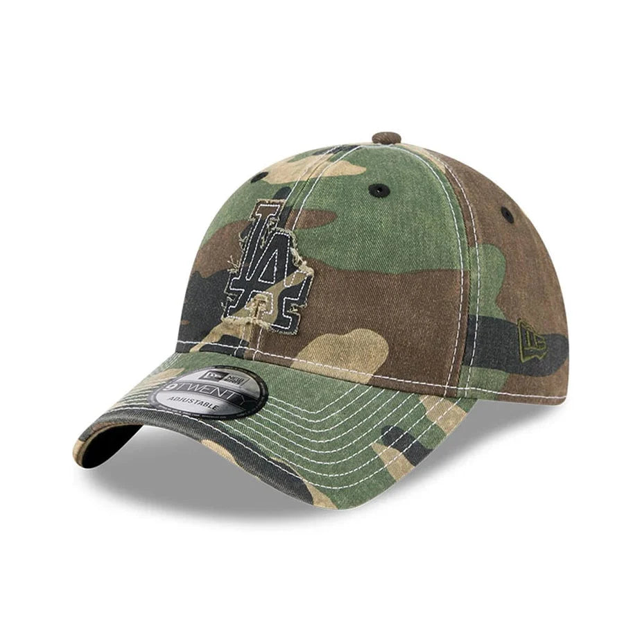 NEW ERA Los Angeles Dodgers Frayed 9TWENTY Strapback Cap - Woodland Camo