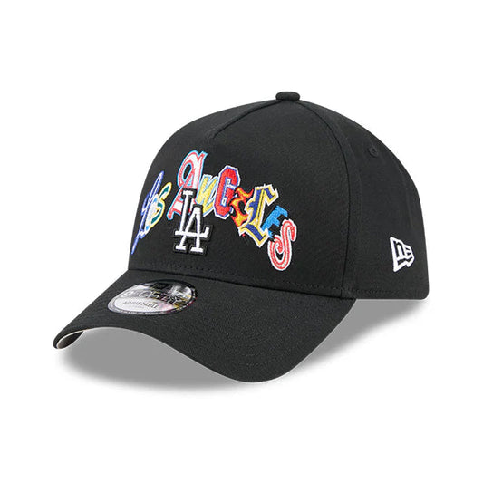 NEW ERA Los Angeles Dodgers Multi Letter 9FORTY A-Frame Snapback Cap - Black/Grey UV