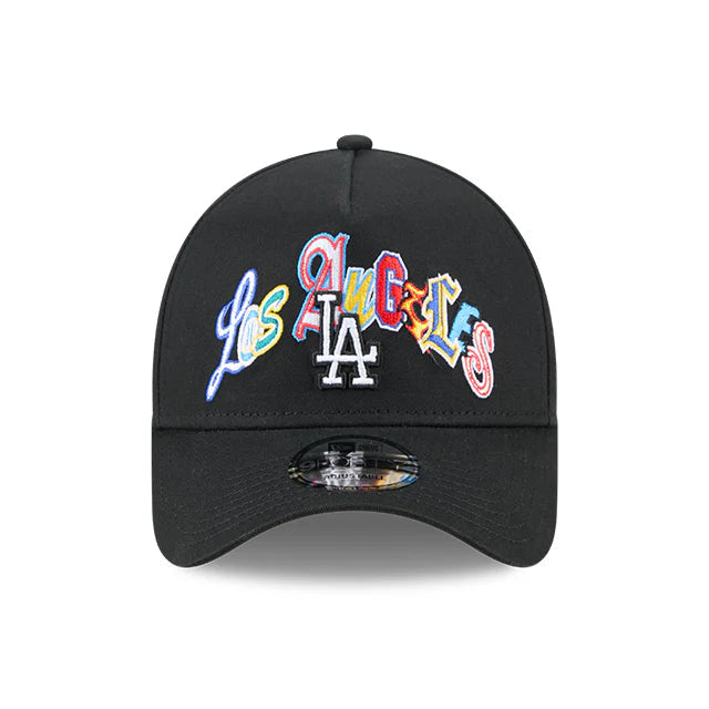 NEW ERA Los Angeles Dodgers Multi Letter 9FORTY A-Frame Snapback Cap - Black/Grey UV
