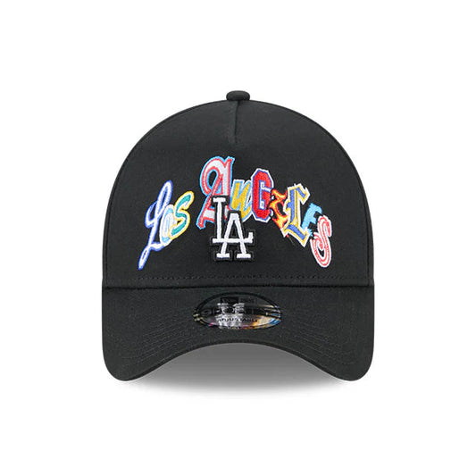 NEW ERA Los Angeles Dodgers Multi Letter 9FORTY A-Frame Snapback Cap - Black/Grey UV