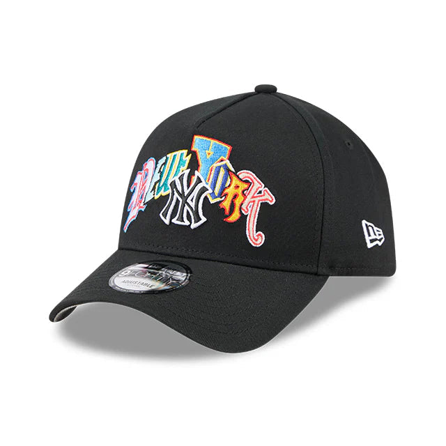 NEW ERA New York Yankees Multi Letter 9FORTY A-Frame Snapback Cap - Black/Grey UV
