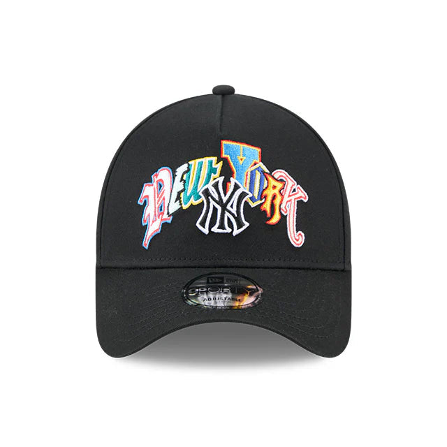 NEW ERA New York Yankees Multi Letter 9FORTY A-Frame Snapback Cap - Black/Grey UV