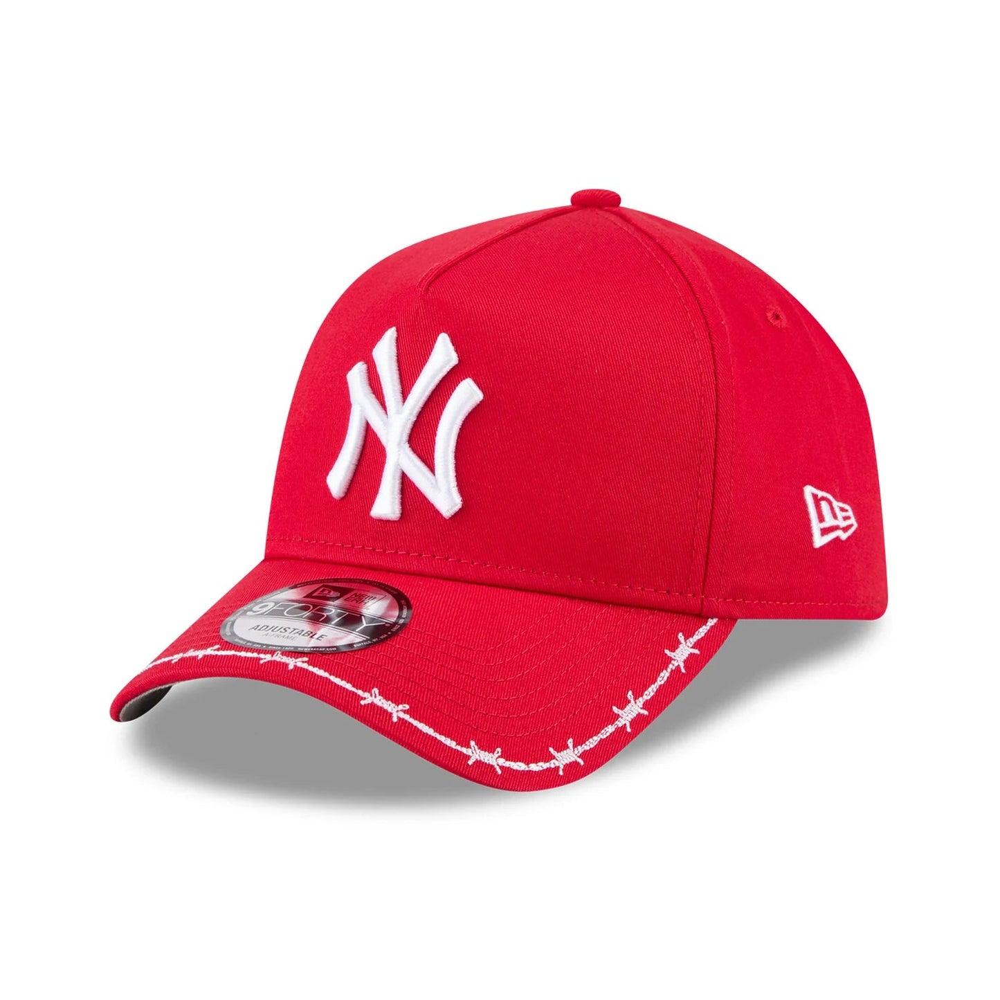 NEW ERA New York Yankees Barbed Wire Visor 9FORTY A-Frame Snapback Cap - Scarlet/Grey UV