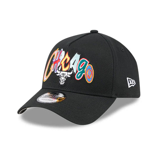 NEW ERA Chicago Bulls Multi Letter 9FORTY A-Frame Snapback Cap - Black/Grey UV