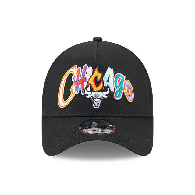 NEW ERA Chicago Bulls Multi Letter 9FORTY A-Frame Snapback Cap - Black/Grey UV