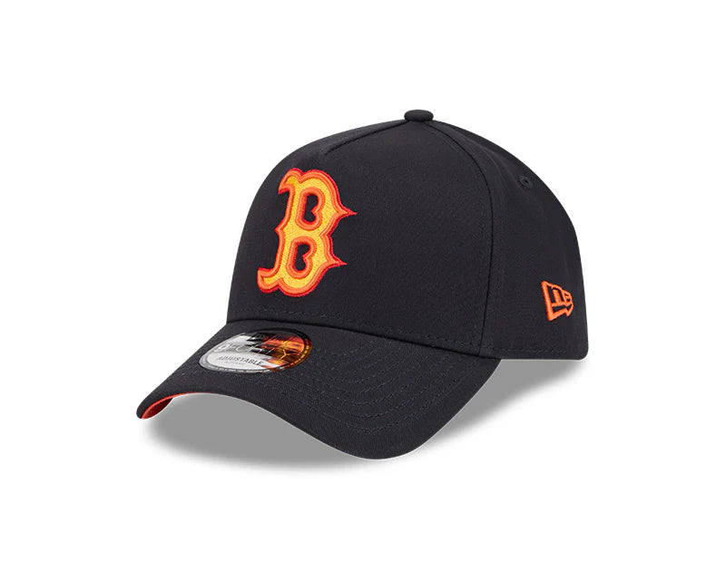 NEW ERA Boston Red Sox Midnight Campfire 9FORTY A-Frame Snapback Cap - Navy/Orange