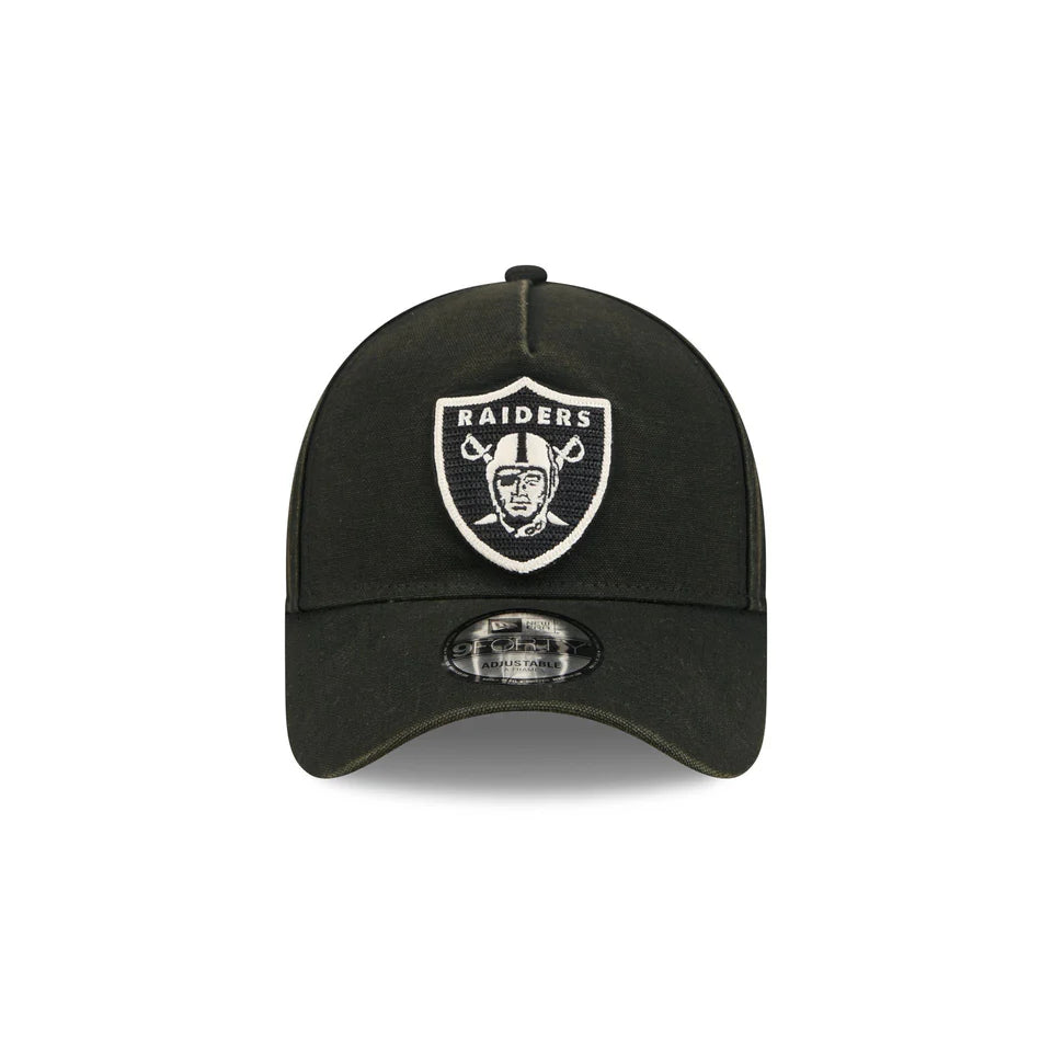 NEW ERA Las Vegas Raiders Washed Canvas 9FORTY A-Frame Snapback Cap - Washed Black/Ivory
