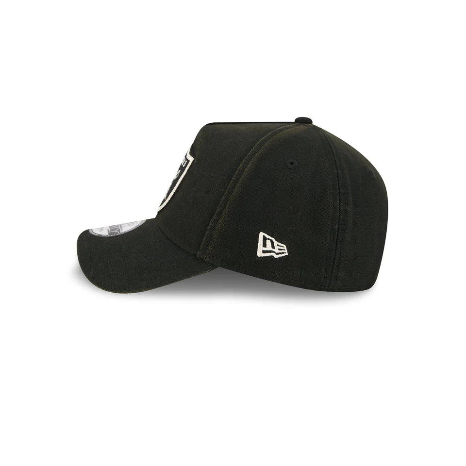 NEW ERA Las Vegas Raiders Washed Canvas 9FORTY A-Frame Snapback Cap - Washed Black/Ivory