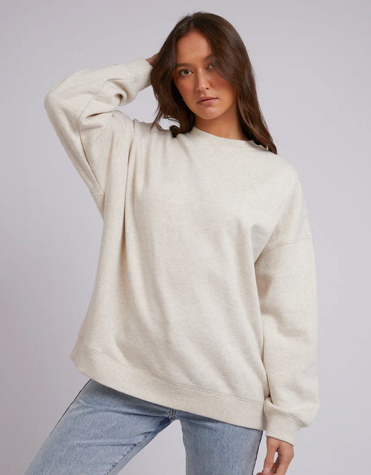 SILENT THEORY Oversized Womens Crew - Oatmeal