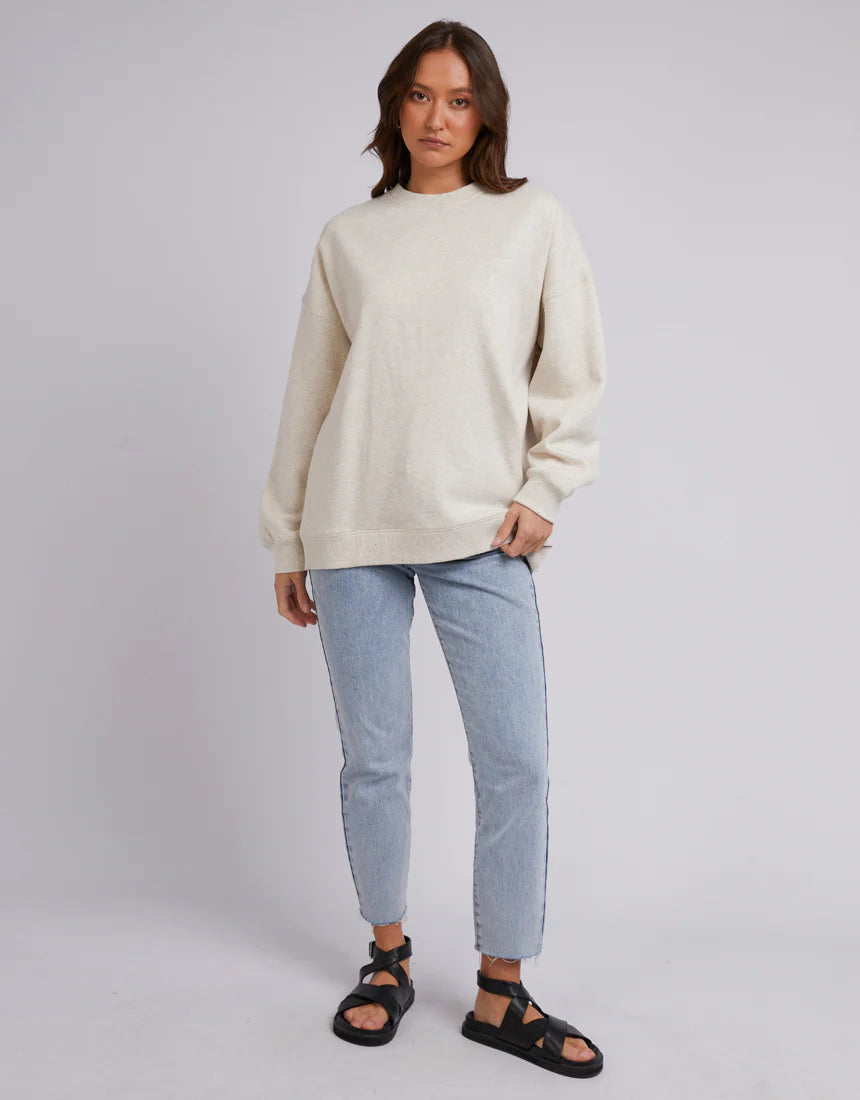 SILENT THEORY Oversized Womens Crew - Oatmeal