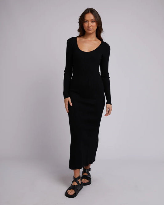 SILENT THEORY Freya Long Sleeve Womens Maxi Dress - Black