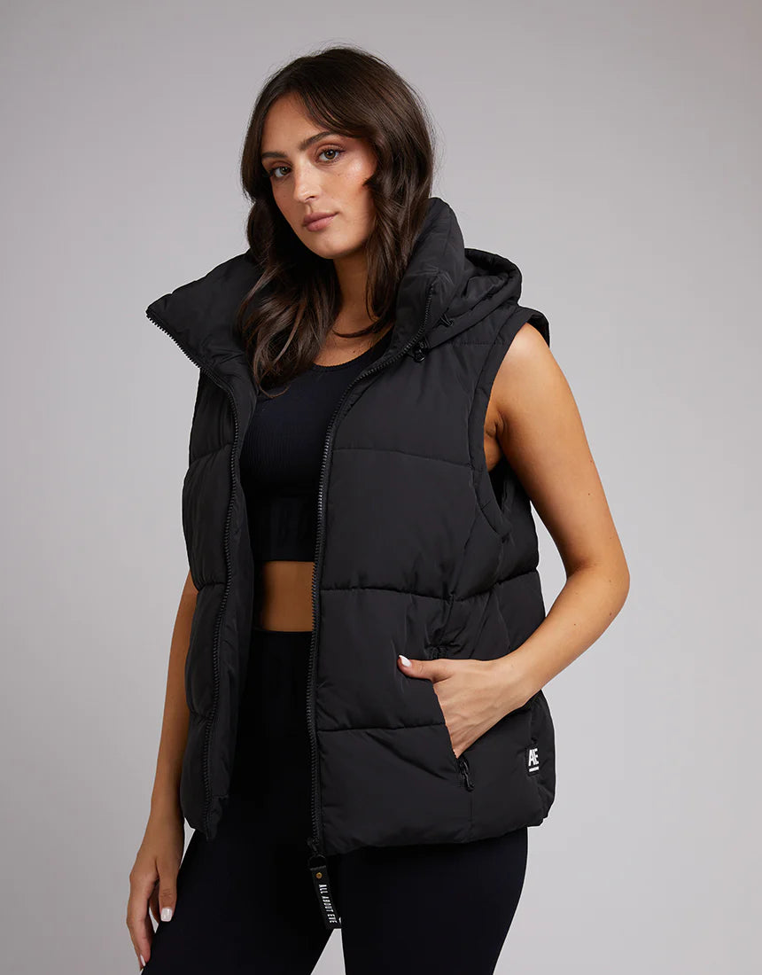 ALL ABOUT EVE Remi Luxe Womens Puffer Vest - Black