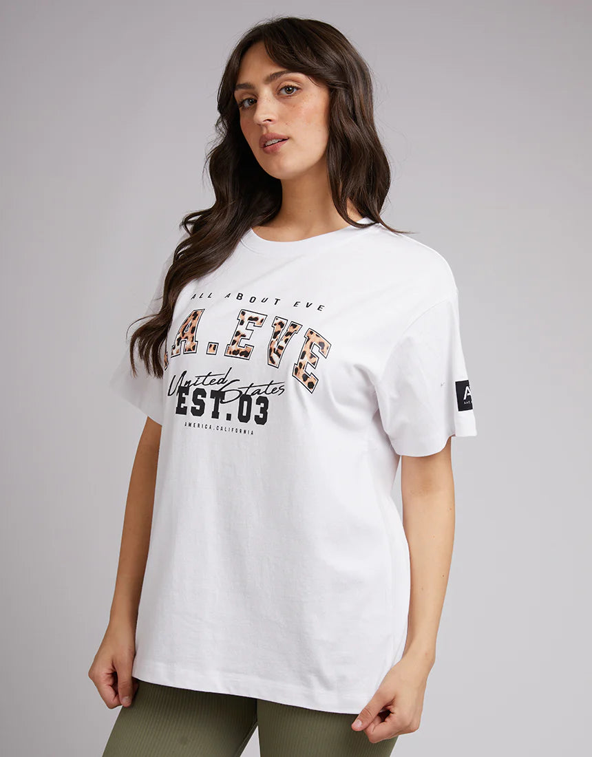 ALL ABOUT EVE Jordan Leopard Womens Tee - White
