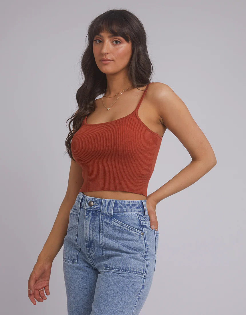 ALL ABOUT EVE Greta Knit Womens Top - Rust