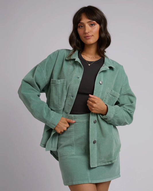 ALL ABOUT EVE Emma Womens Cord Shacket - Sage
