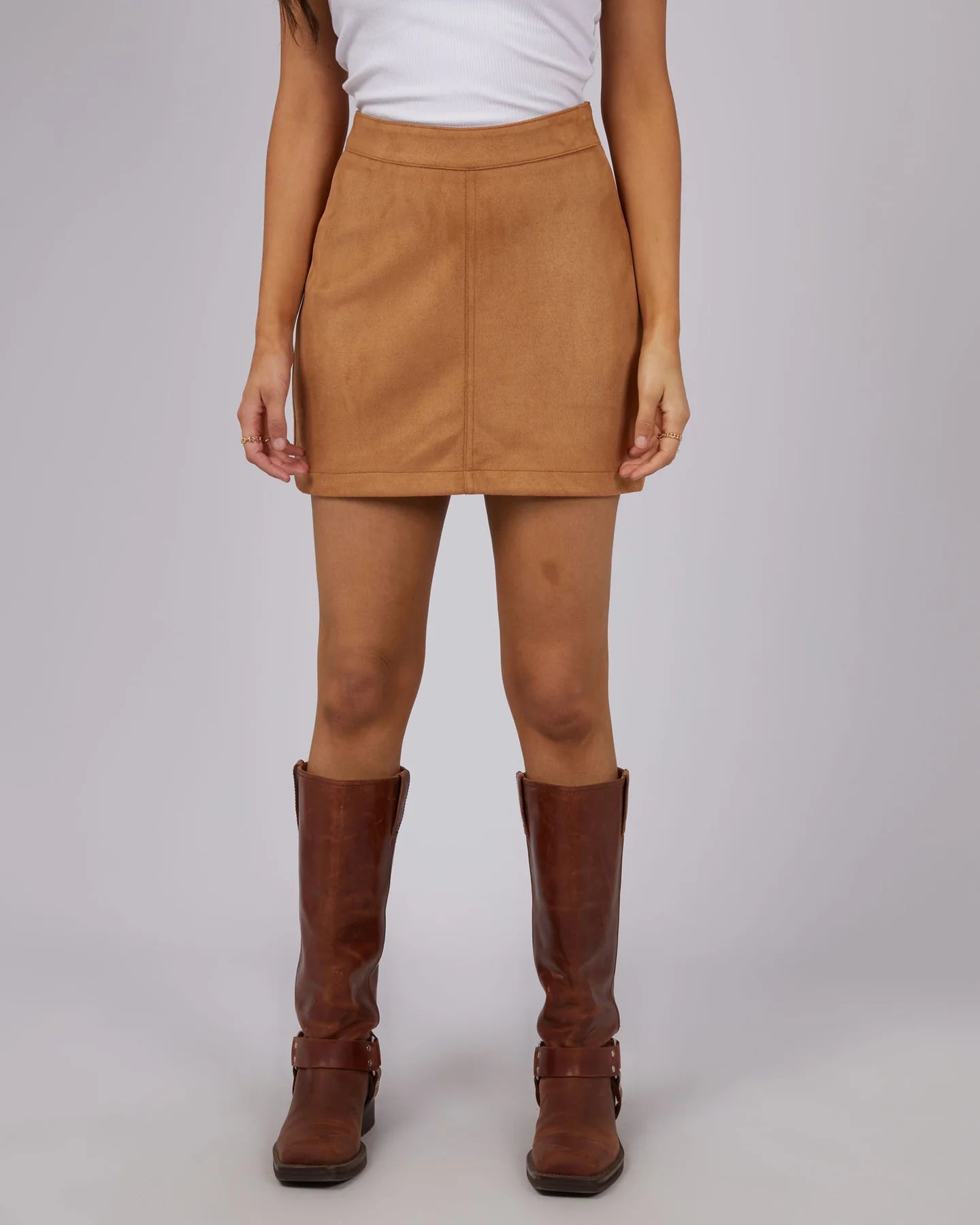 ALL ABOUT EVE Dallas Womens Suede Skirt - Tan