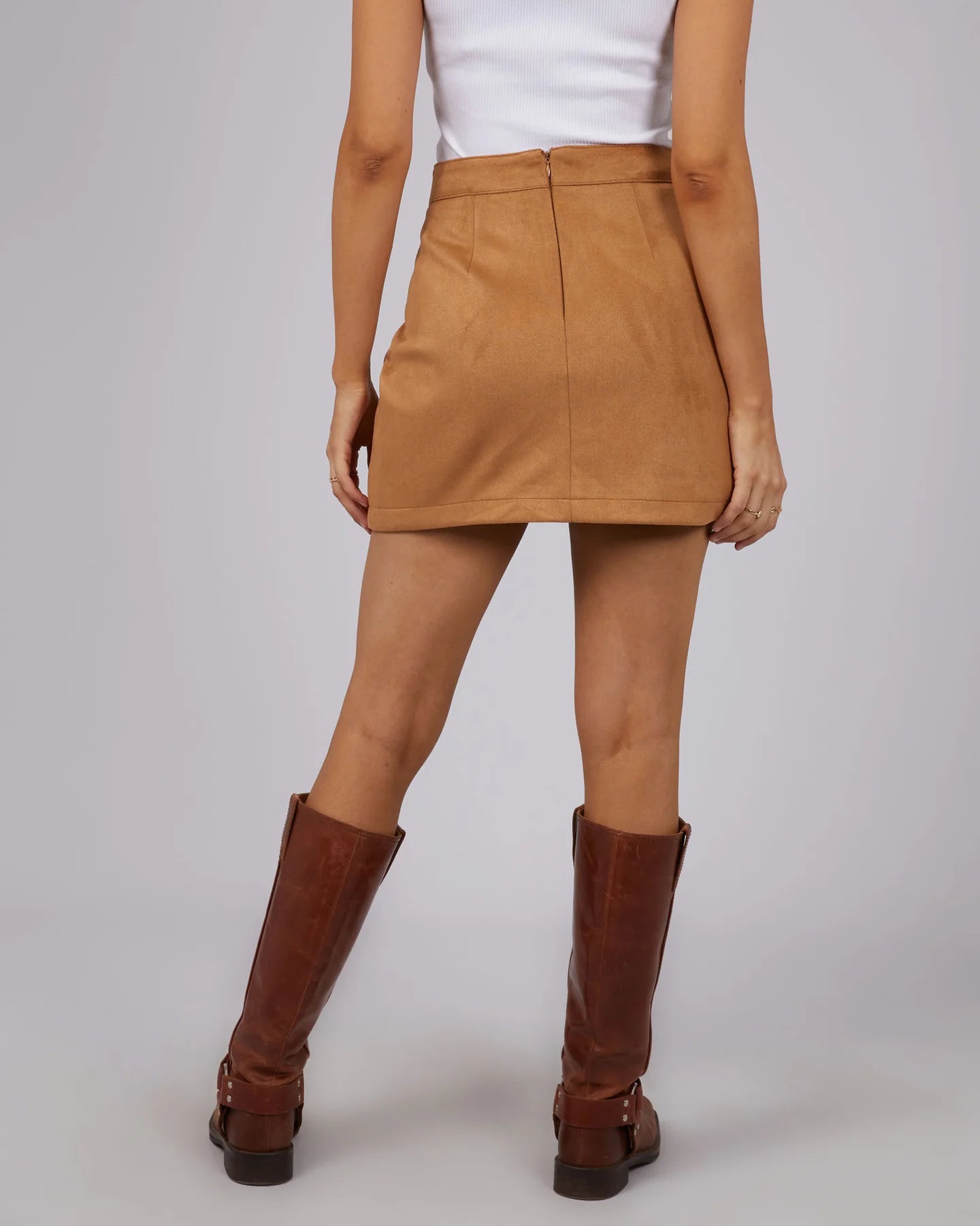 ALL ABOUT EVE Dallas Womens Suede Skirt - Tan