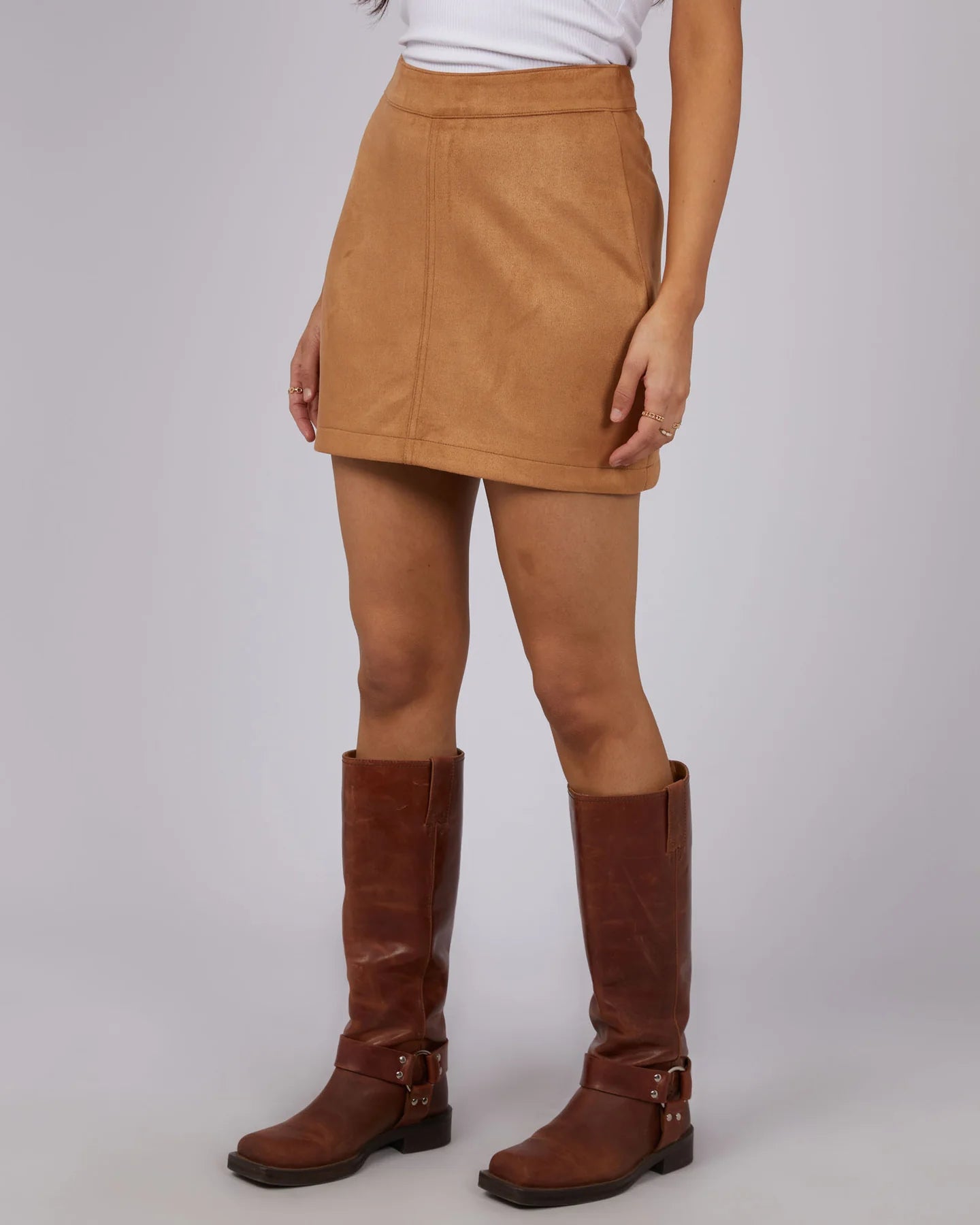 ALL ABOUT EVE Dallas Womens Suede Skirt - Tan