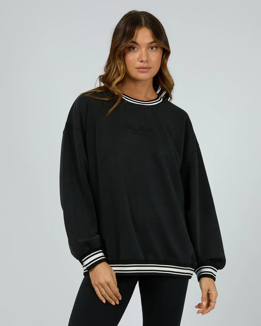 ALL ABOUT EVE Luxe Active College Sweater Womens Crew - Black