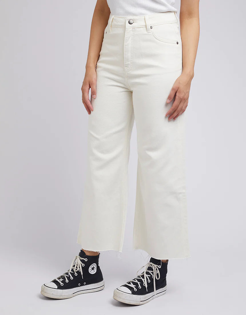 ALL ABOUT EVE Charlie High Rise Wide Leg Womens Jeans - Vintage White