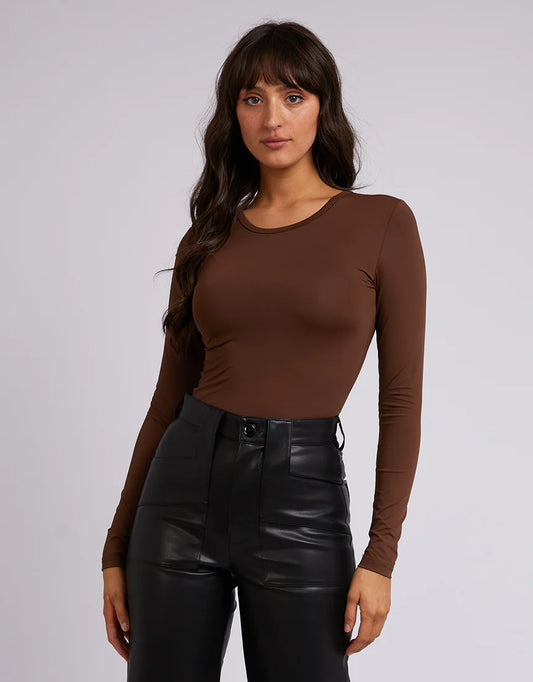 ALL ABOUT EVE Eve Staple Womens L/S Tee - Brown