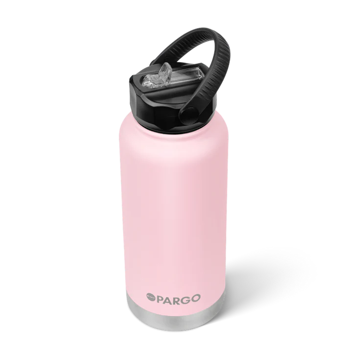 PARGO 950ml Insulated Sports Drink Bottle w/ Straw Lid - Marshmallow Pink