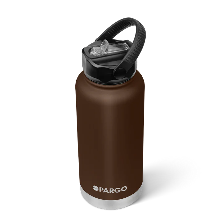 PARGO 950ml Insulated Sports Drink Bottle w/ Straw Lid - Chocolate Brown