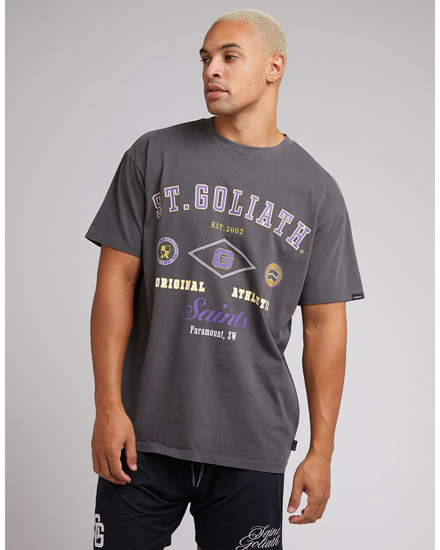 ST GOLIATH Stacked Mens Tee - Charcoal