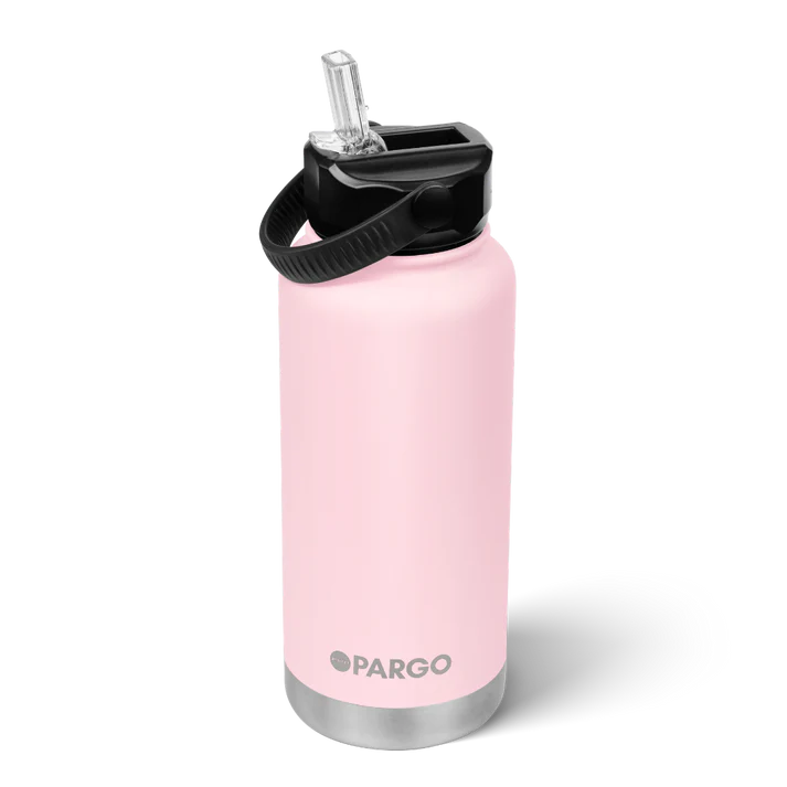 PARGO 950ml Insulated Sports Drink Bottle w/ Straw Lid - Marshmallow Pink