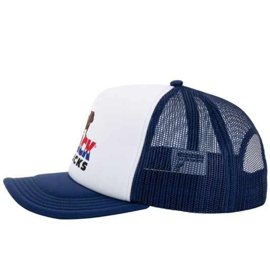 AMERICAN NEEDLE Mack Trucks Roscoe Foamy Snapback Trucker Cap - White/Navy