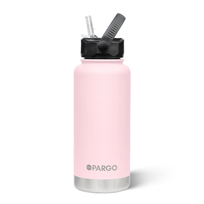 PARGO 950ml Insulated Sports Drink Bottle w/ Straw Lid - Marshmallow Pink