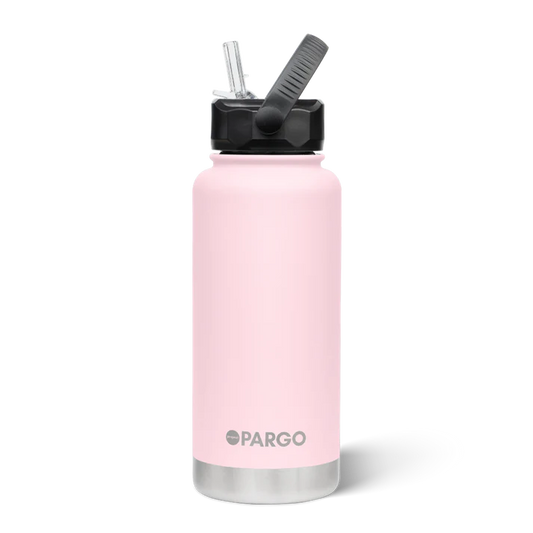 PARGO 950ml Insulated Sports Drink Bottle w/ Straw Lid - Marshmallow Pink