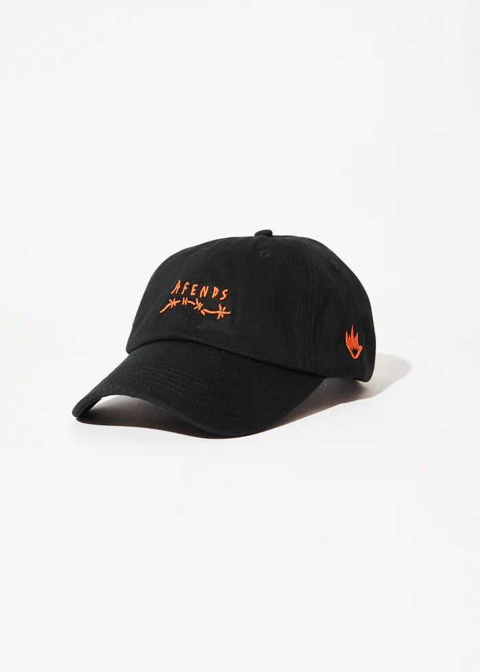 AFENDS Barbwire Recycled 6 Panel Strapback Cap - Black