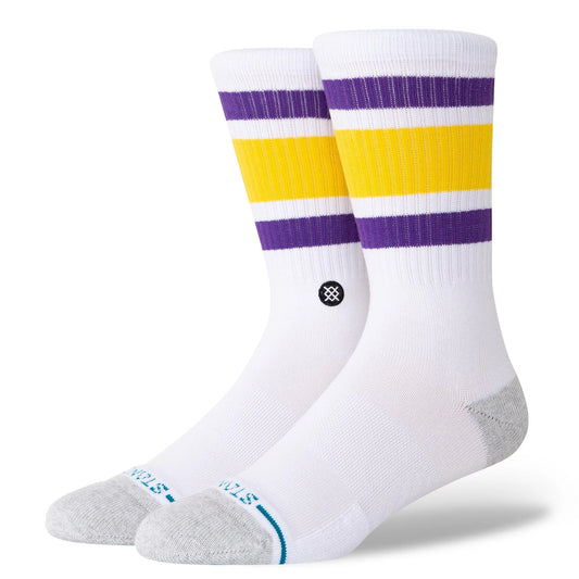 STANCE Los Angeles Lakers 1pk Crew Socks - White